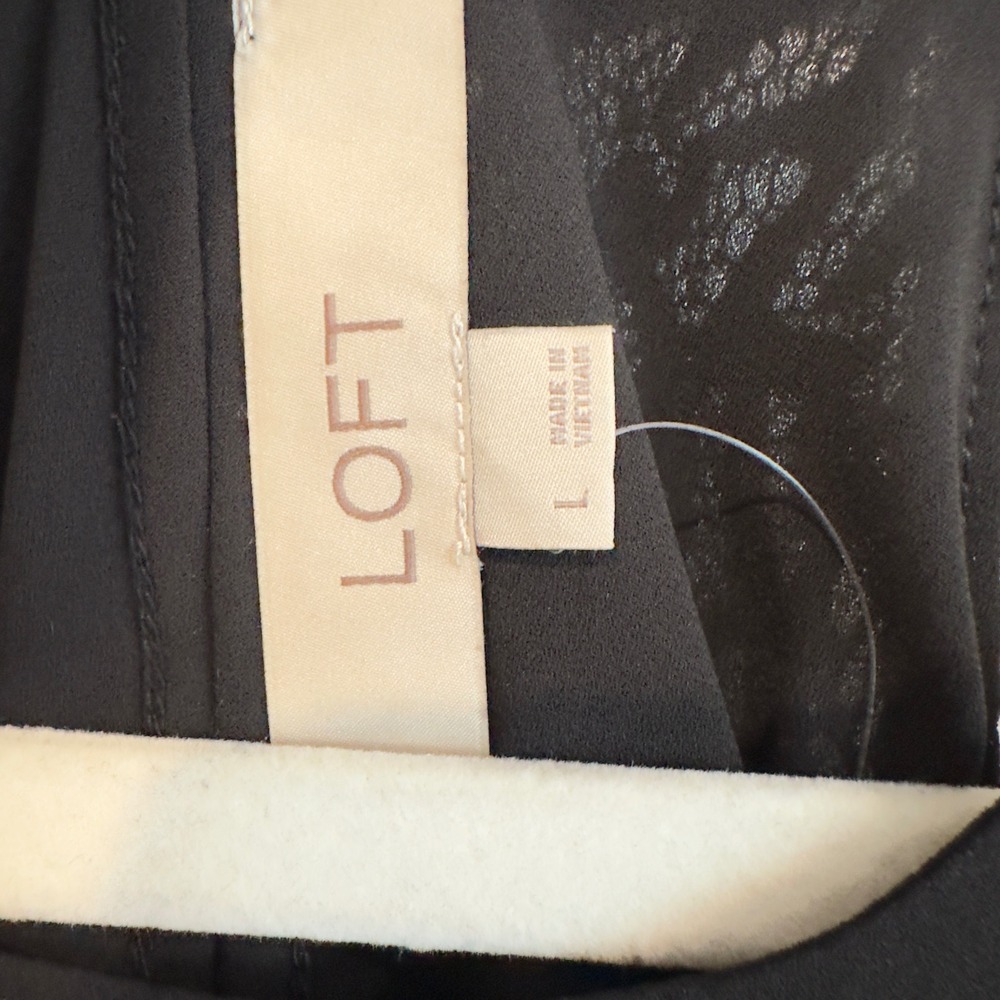 LOFT Womens Black Floral Lace Halter Neck Sleeveless Keyhole Back Top Large - Picture 4 of 7